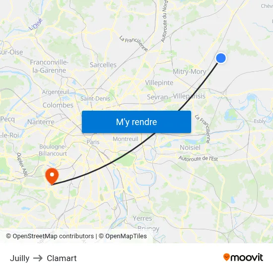 Juilly to Clamart map