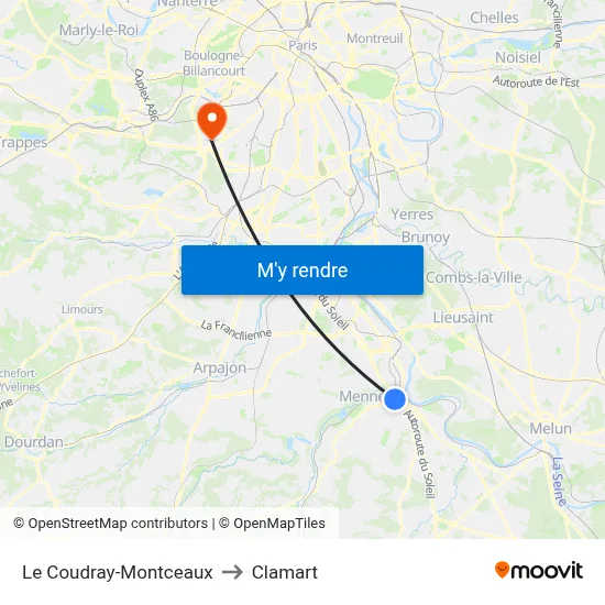 Le Coudray-Montceaux to Clamart map