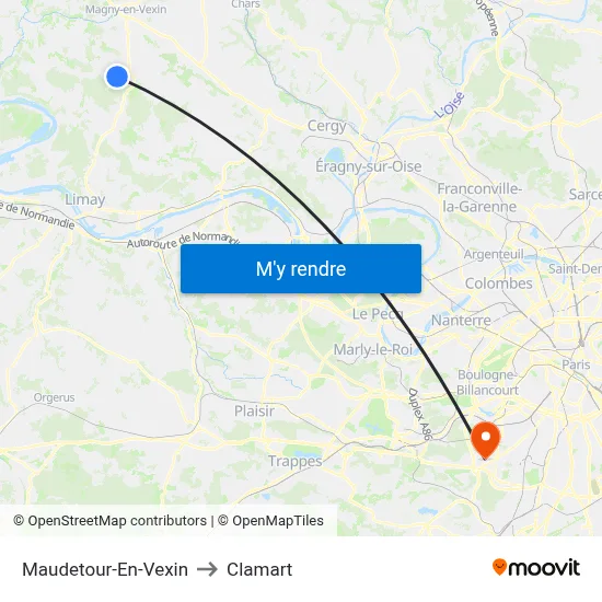 Maudetour-En-Vexin to Clamart map