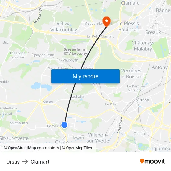 Orsay to Clamart map