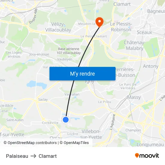 Palaiseau to Clamart map