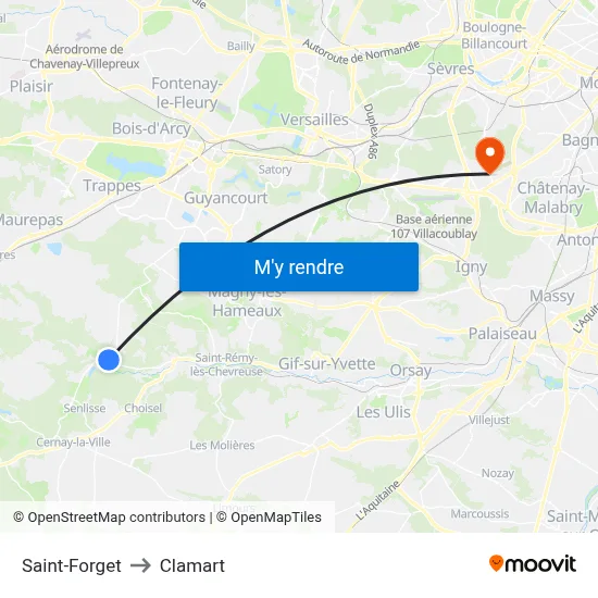 Saint-Forget to Clamart map