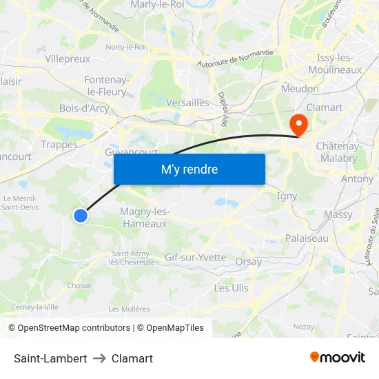 Saint-Lambert to Clamart map