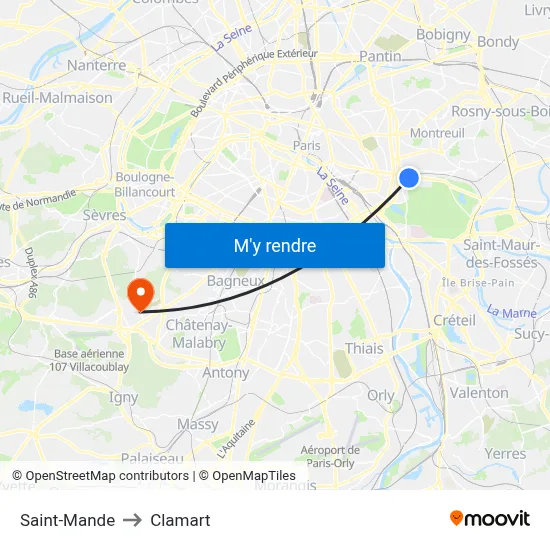 Saint-Mande to Clamart map