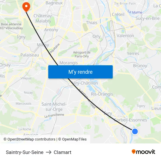 Saintry-Sur-Seine to Clamart map