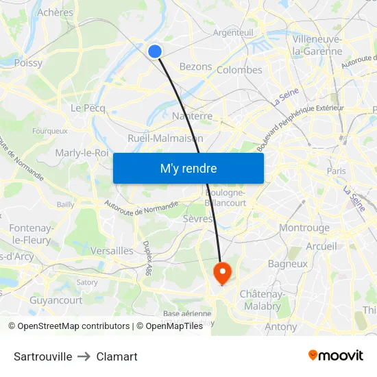 Sartrouville to Clamart map