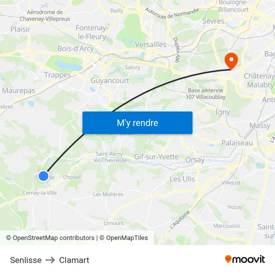 Senlisse to Clamart map