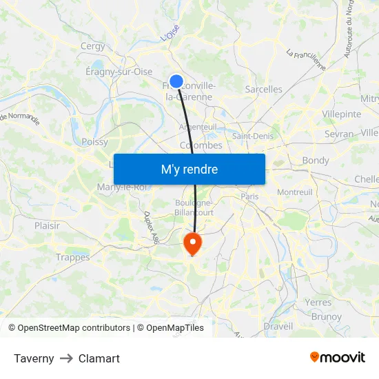 Taverny to Clamart map