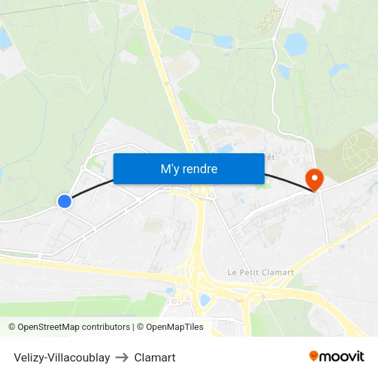 Velizy-Villacoublay to Clamart map