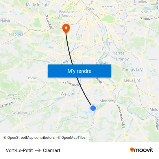 Vert-Le-Petit to Clamart map