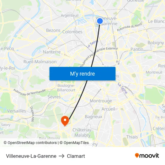 Villeneuve-La-Garenne to Clamart map