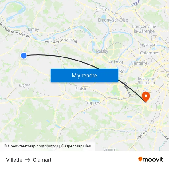 Villette to Clamart map