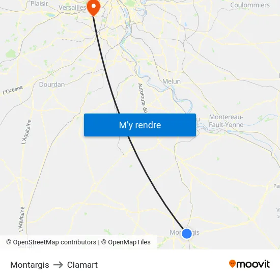 Montargis to Clamart map