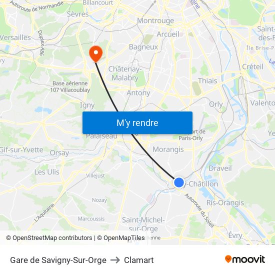 Gare de Savigny-Sur-Orge to Clamart map