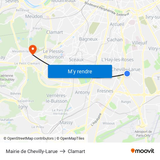 Mairie de Chevilly-Larue to Clamart map