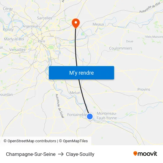 Champagne-Sur-Seine to Claye-Souilly map