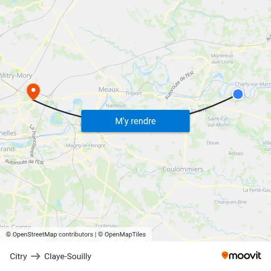 Citry to Claye-Souilly map