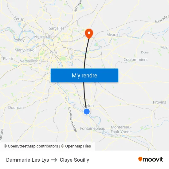 Dammarie-Les-Lys to Claye-Souilly map