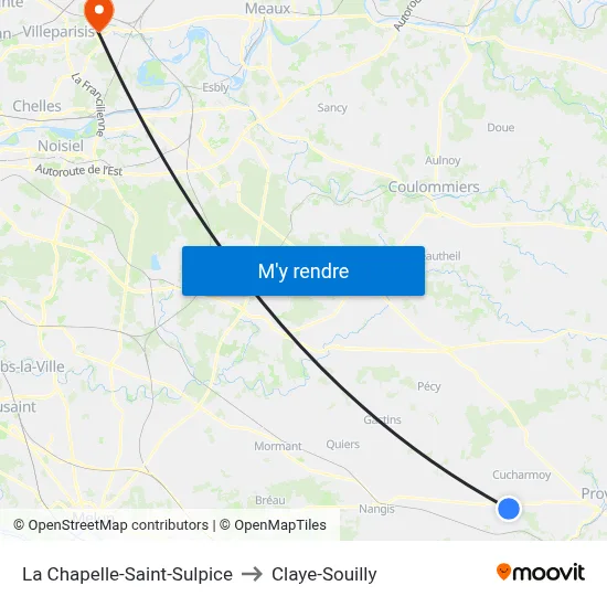 La Chapelle-Saint-Sulpice to Claye-Souilly map