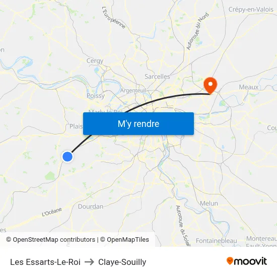 Les Essarts-Le-Roi to Claye-Souilly map