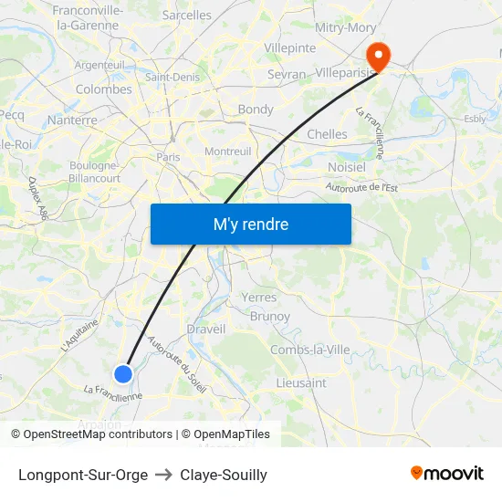 Longpont-Sur-Orge to Claye-Souilly map
