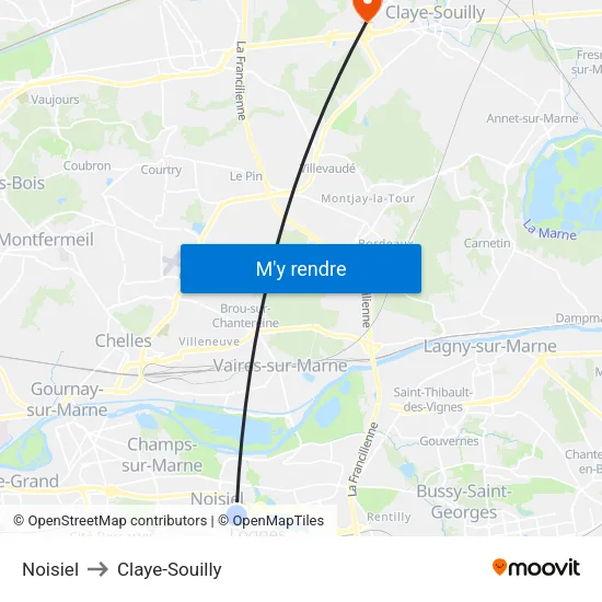 Noisiel to Claye-Souilly map