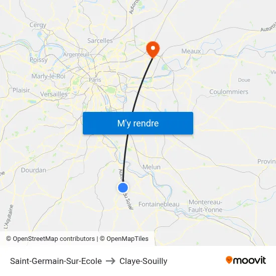 Saint-Germain-Sur-Ecole to Claye-Souilly map