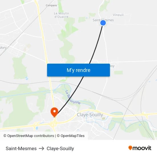 Saint-Mesmes to Claye-Souilly map