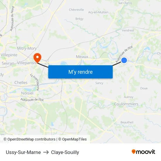 Ussy-Sur-Marne to Claye-Souilly map