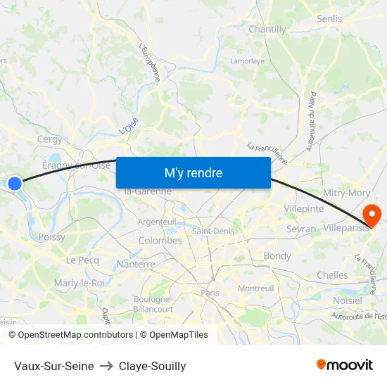 Vaux-Sur-Seine to Claye-Souilly map