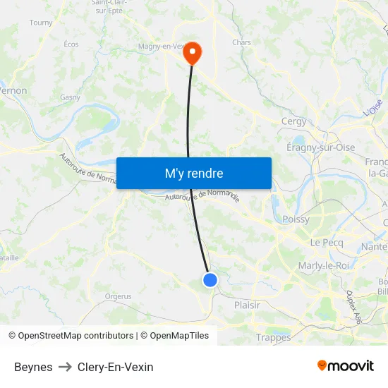 Beynes to Clery-En-Vexin map