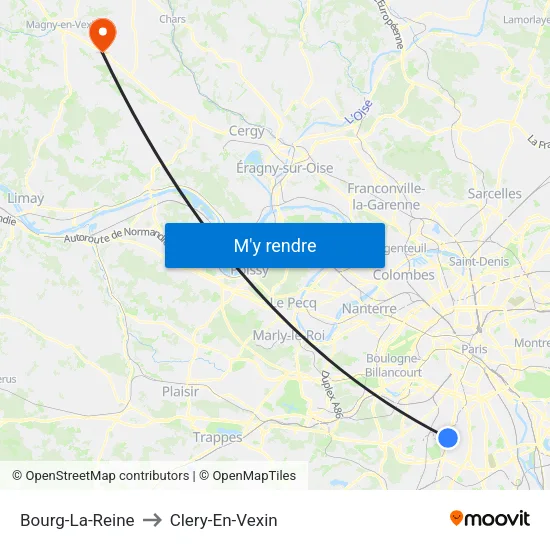 Bourg-La-Reine to Clery-En-Vexin map