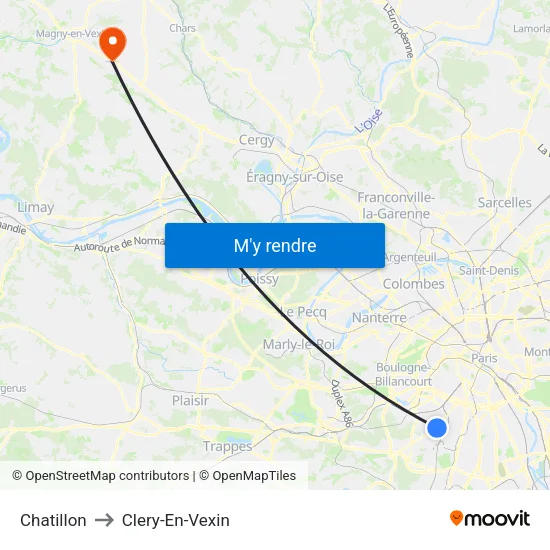 Chatillon to Clery-En-Vexin map