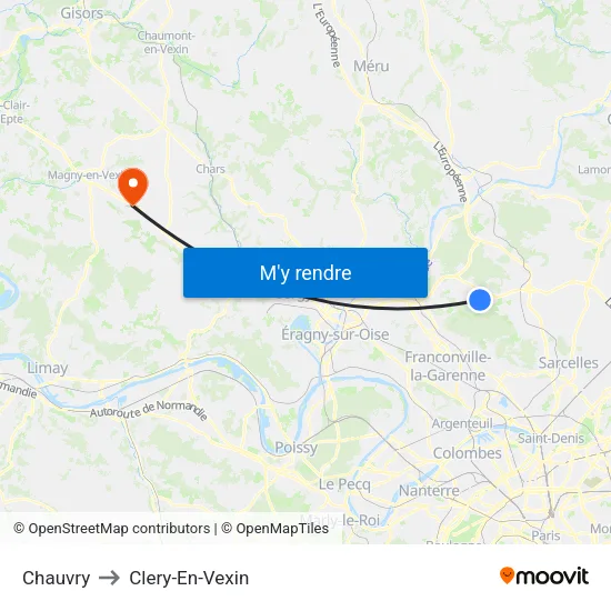 Chauvry to Clery-En-Vexin map