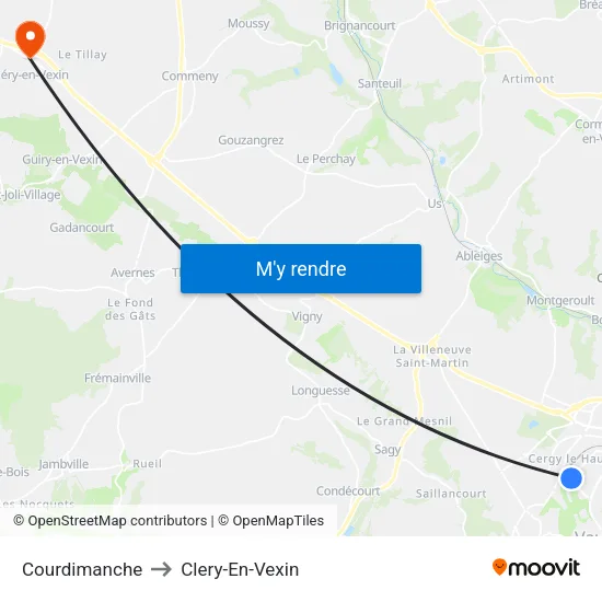 Courdimanche to Clery-En-Vexin map