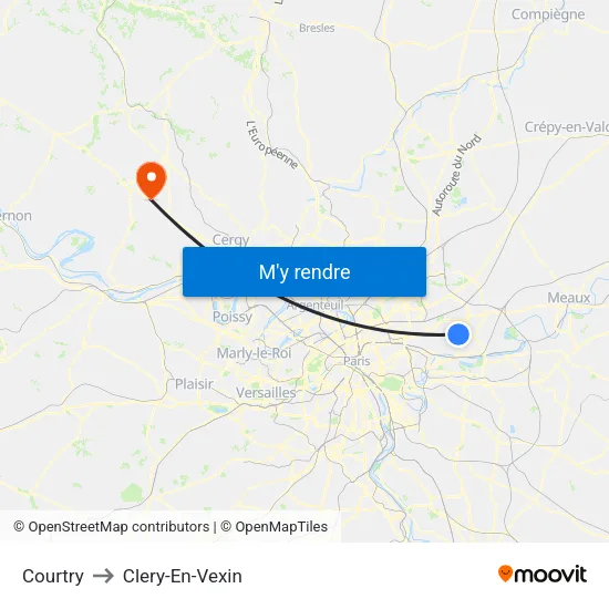 Courtry to Clery-En-Vexin map