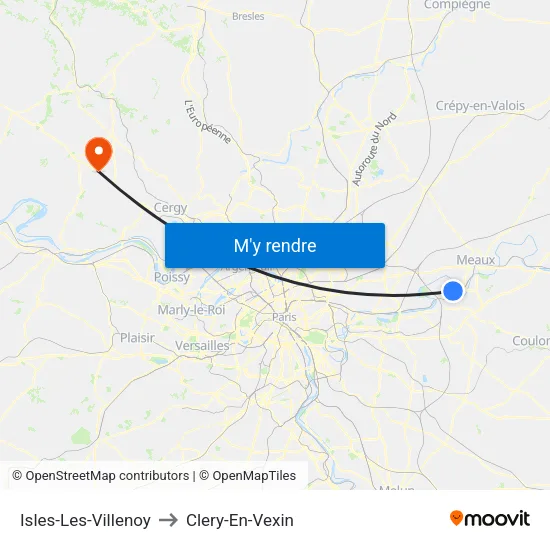 Isles-Les-Villenoy to Clery-En-Vexin map