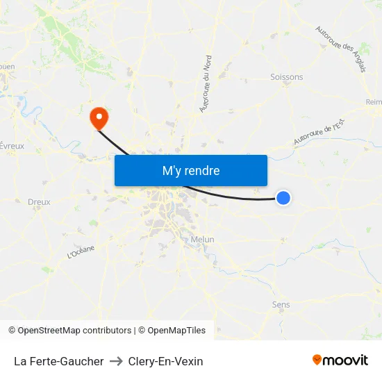 La Ferte-Gaucher to Clery-En-Vexin map