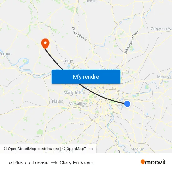 Le Plessis-Trevise to Clery-En-Vexin map