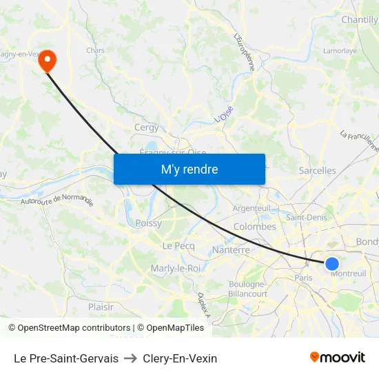 Le Pre-Saint-Gervais to Clery-En-Vexin map