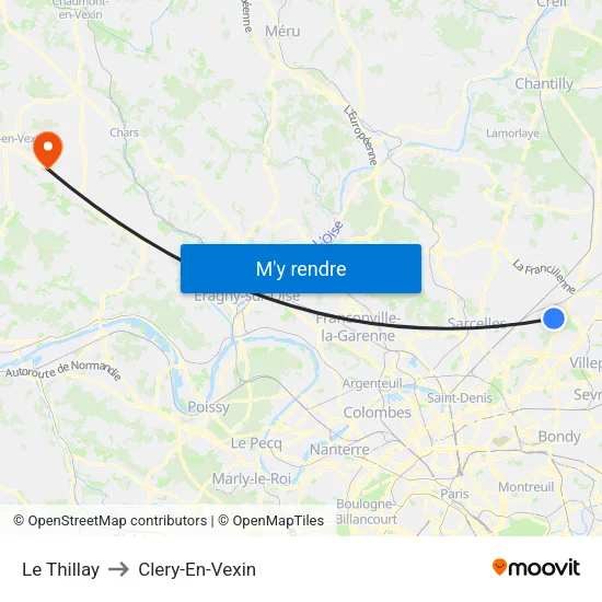 Le Thillay to Clery-En-Vexin map