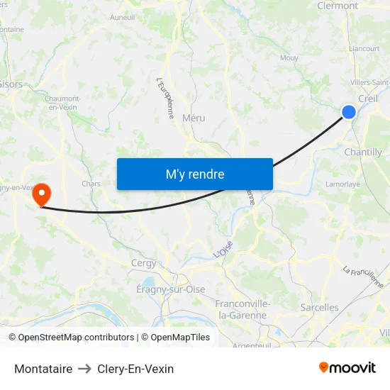 Montataire to Clery-En-Vexin map