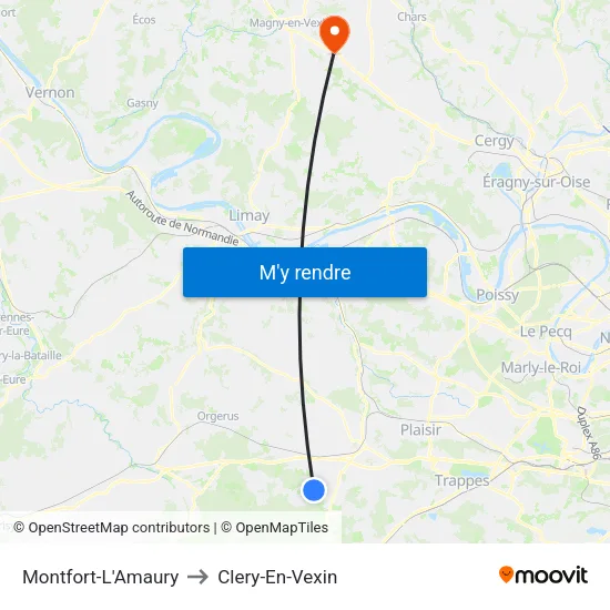 Montfort-L'Amaury to Clery-En-Vexin map