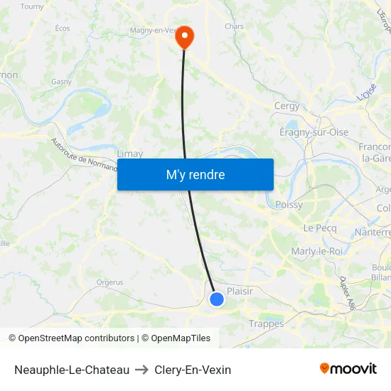 Neauphle-Le-Chateau to Clery-En-Vexin map