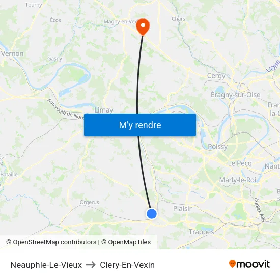 Neauphle-Le-Vieux to Clery-En-Vexin map