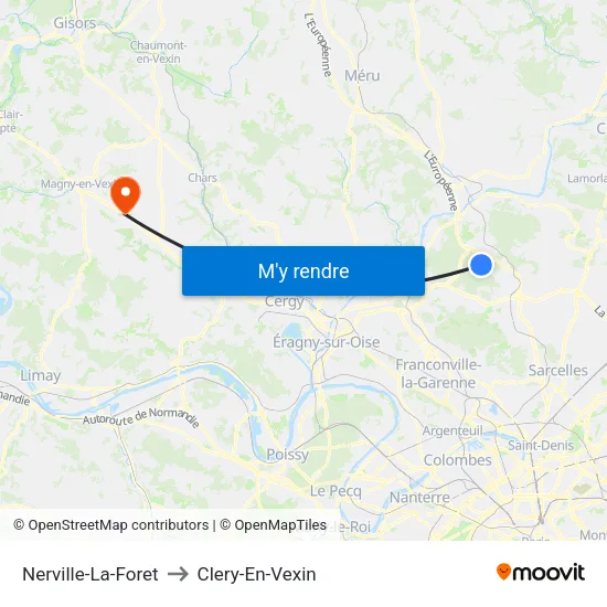 Nerville-La-Foret to Clery-En-Vexin map