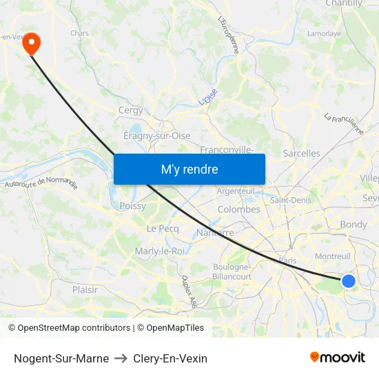 Nogent-Sur-Marne to Clery-En-Vexin map