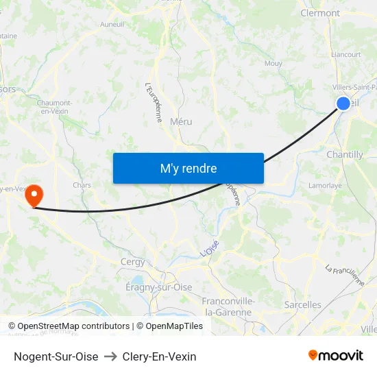 Nogent-Sur-Oise to Clery-En-Vexin map