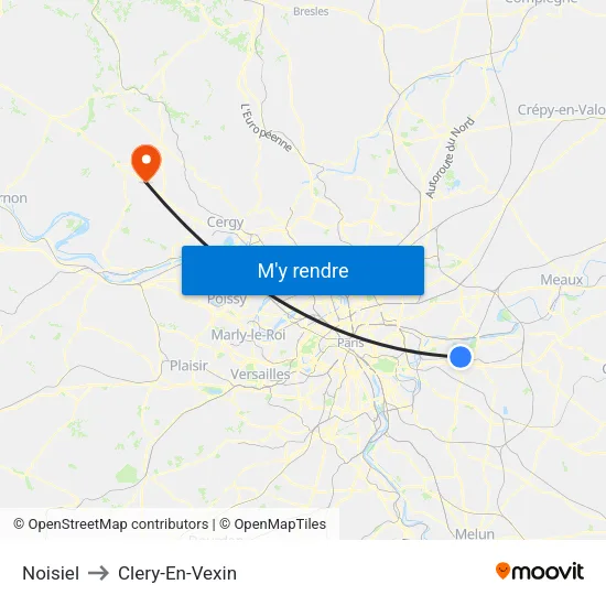 Noisiel to Clery-En-Vexin map