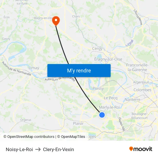 Noisy-Le-Roi to Clery-En-Vexin map